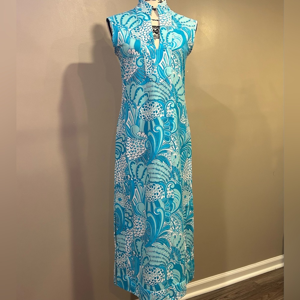 Jude Connally Turquoise & White Printed Midi Dress - Picture 7 of 16